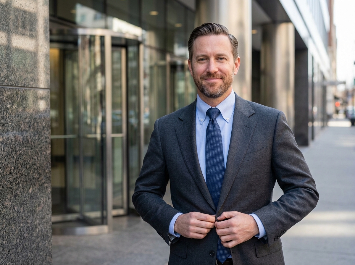 Homme professionnel en costume extérieur moderne